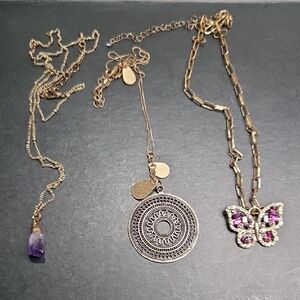 Elegant Gold and Purple Butterfly Necklace